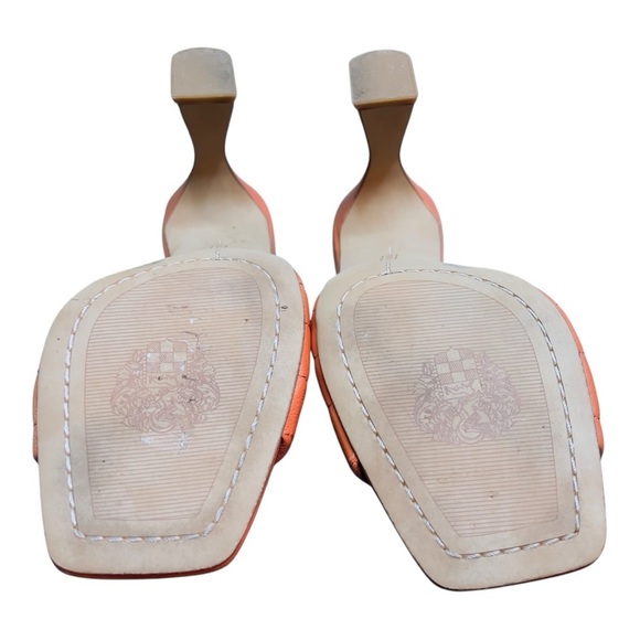 Vince Camuto Women's Orange Quilted Slide Sandals 4 Inch Heel Size 7 - Picture 2 of 10